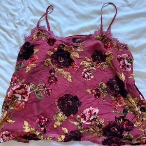 Floral velvet spaghetti strap top